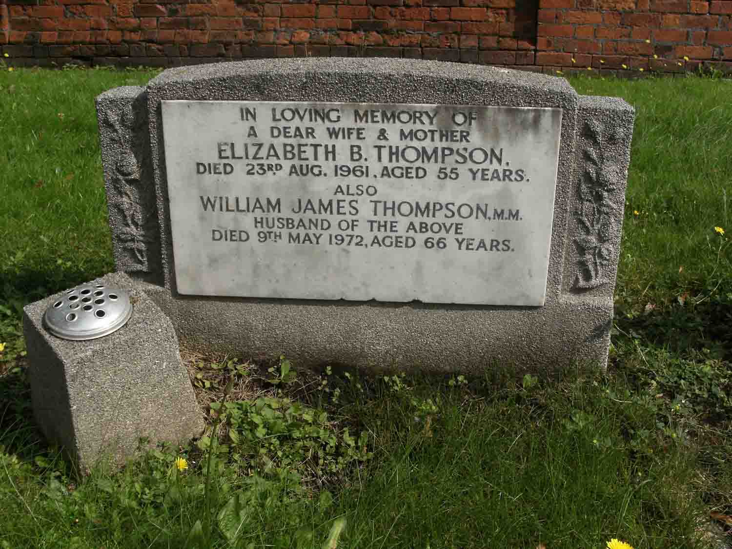 Thompson, Elizabeth & William James (A Left 73A)
